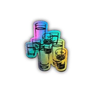 ‘Glass Half Full’ Holographic Sticker